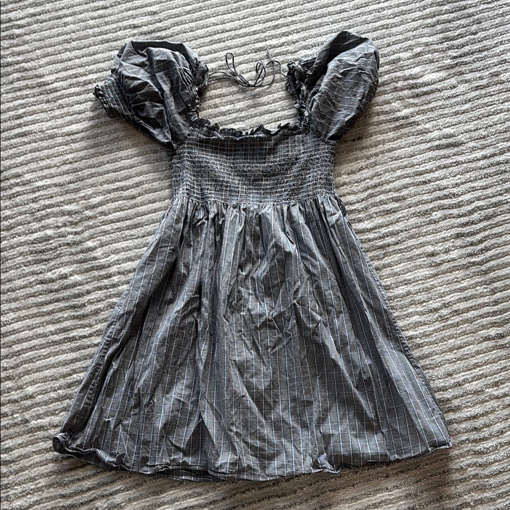 Hill House Gray Puff Sleeve Mini Dress